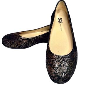 SAS L799453 Metallic Copper Floral Lace Comfort Shoes Ballet Flats 7.5M Feminine